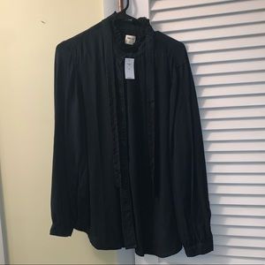 gap black denim button up top